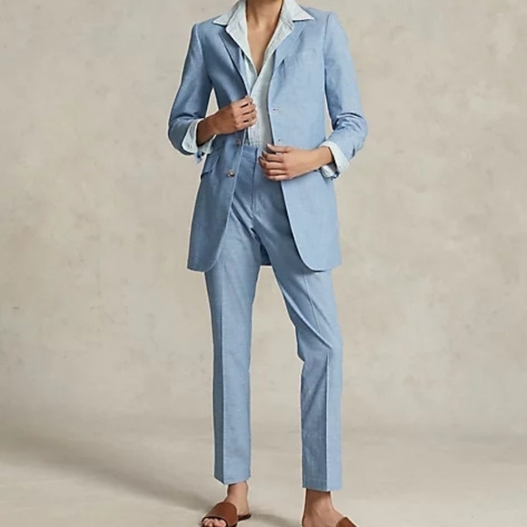 Polo by Ralph Lauren Long Chambray Cotton Blazer Jacket Size 4 NWT - Picture 1 of 10